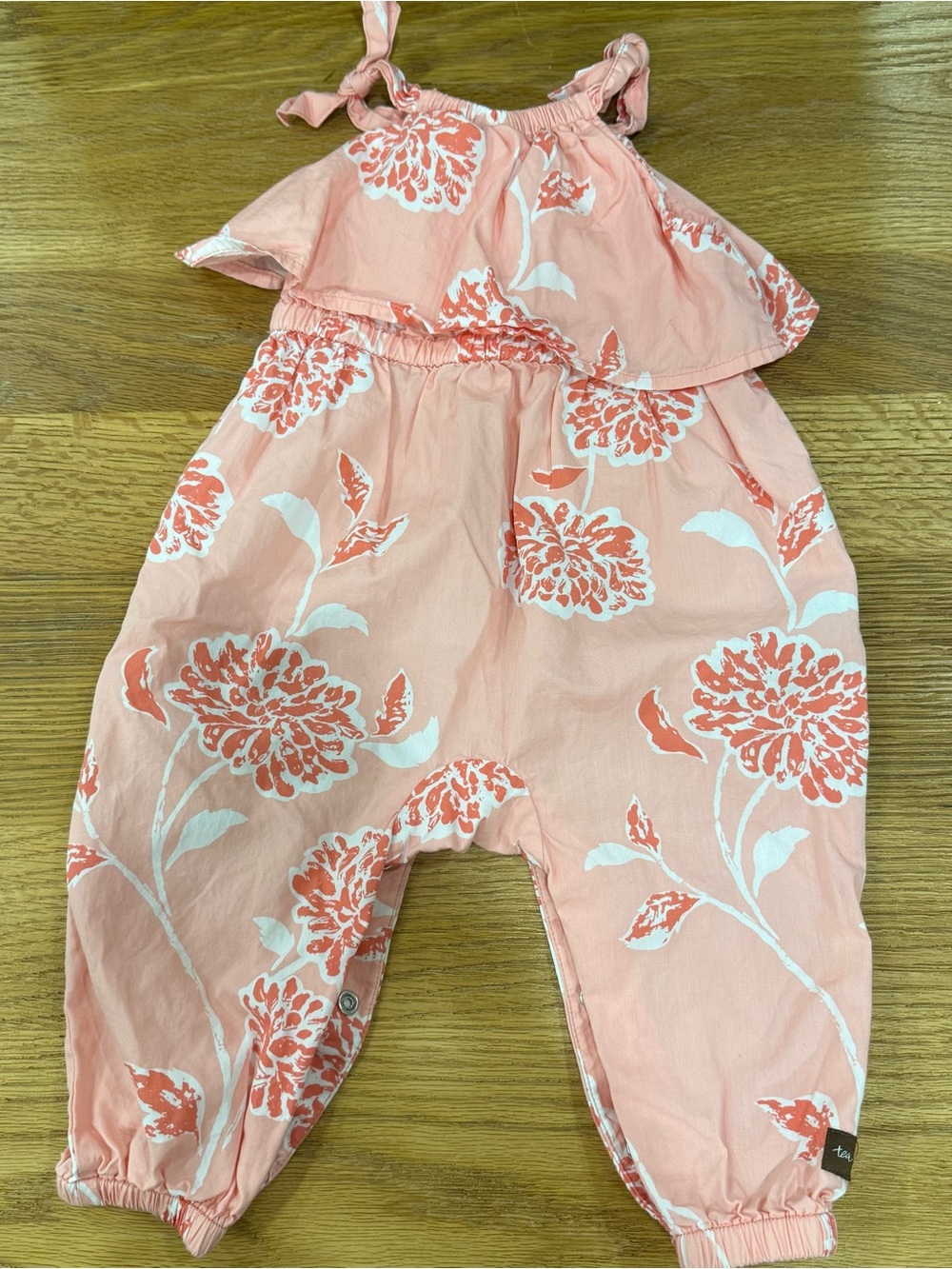 Tea Collection Pink Floral Ruffled Romper - Picture 2 of 3